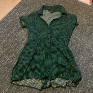 Green and black button up romper